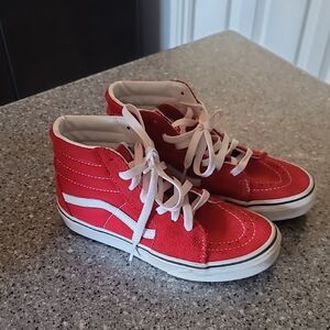Vans Kids Red and White High-Top Sneakers